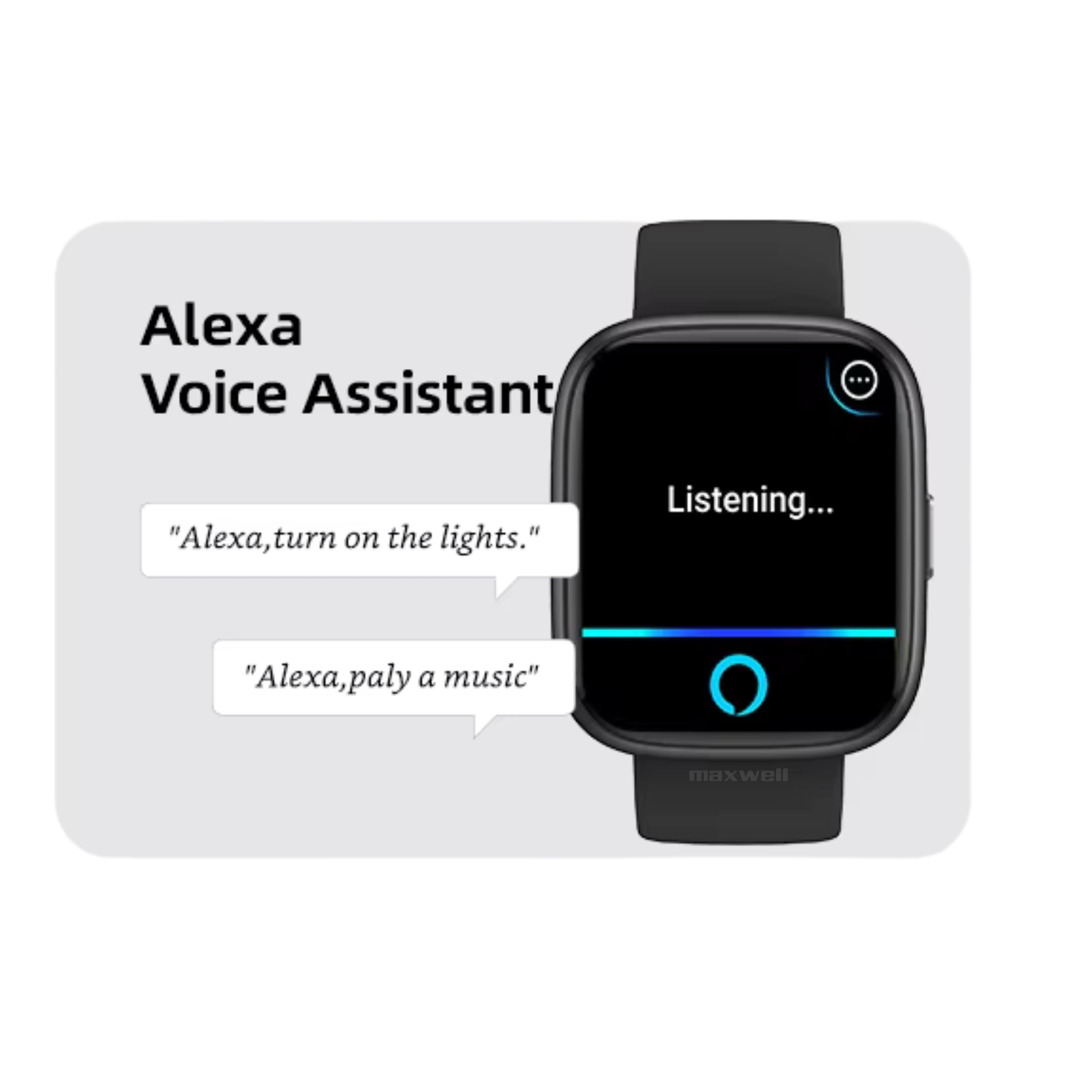 Smartwatch Maxwell IDW26 Noir Double Ceinture – Design moderne, Appels Bluetooth, Assistant Vocal Alexa