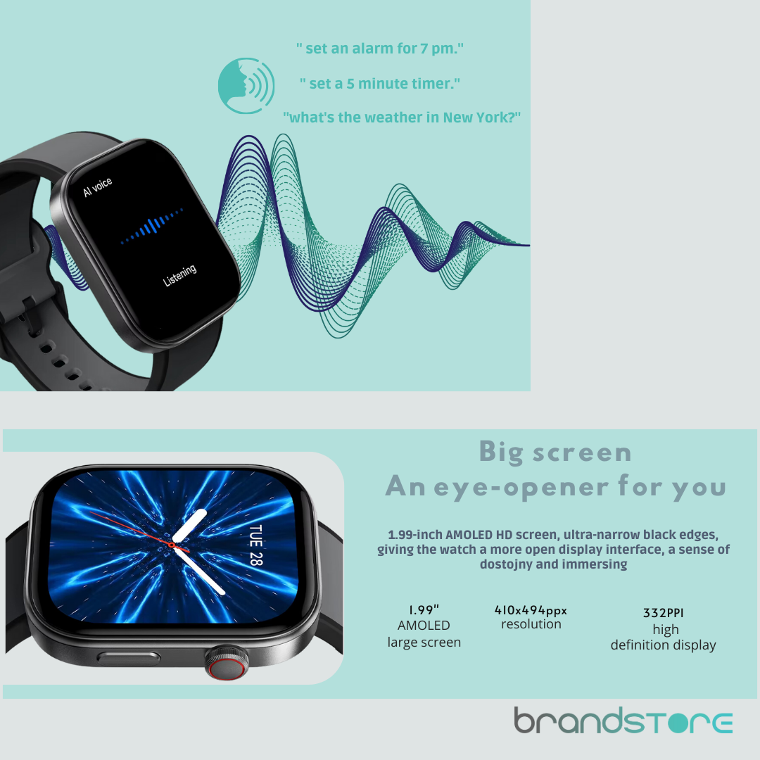 Smartwatch Maxwell GTX12 AMOLED Full Vision HD avec Assistant vocal AI - Brandstore