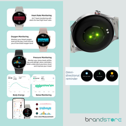 Smartwatch Maxwell AR01 - Suivi de Santé Avancé, Écran AMOLED, Résistant à l'Eau, 120 Modes d'Exercice - Brandstore