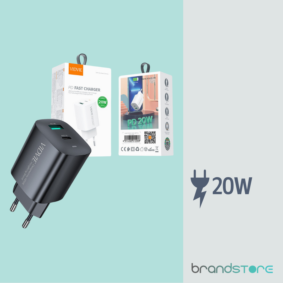 Chargeur VIDVIE PLE248 3A 20W USB+Type-C - Noir - Brandstore