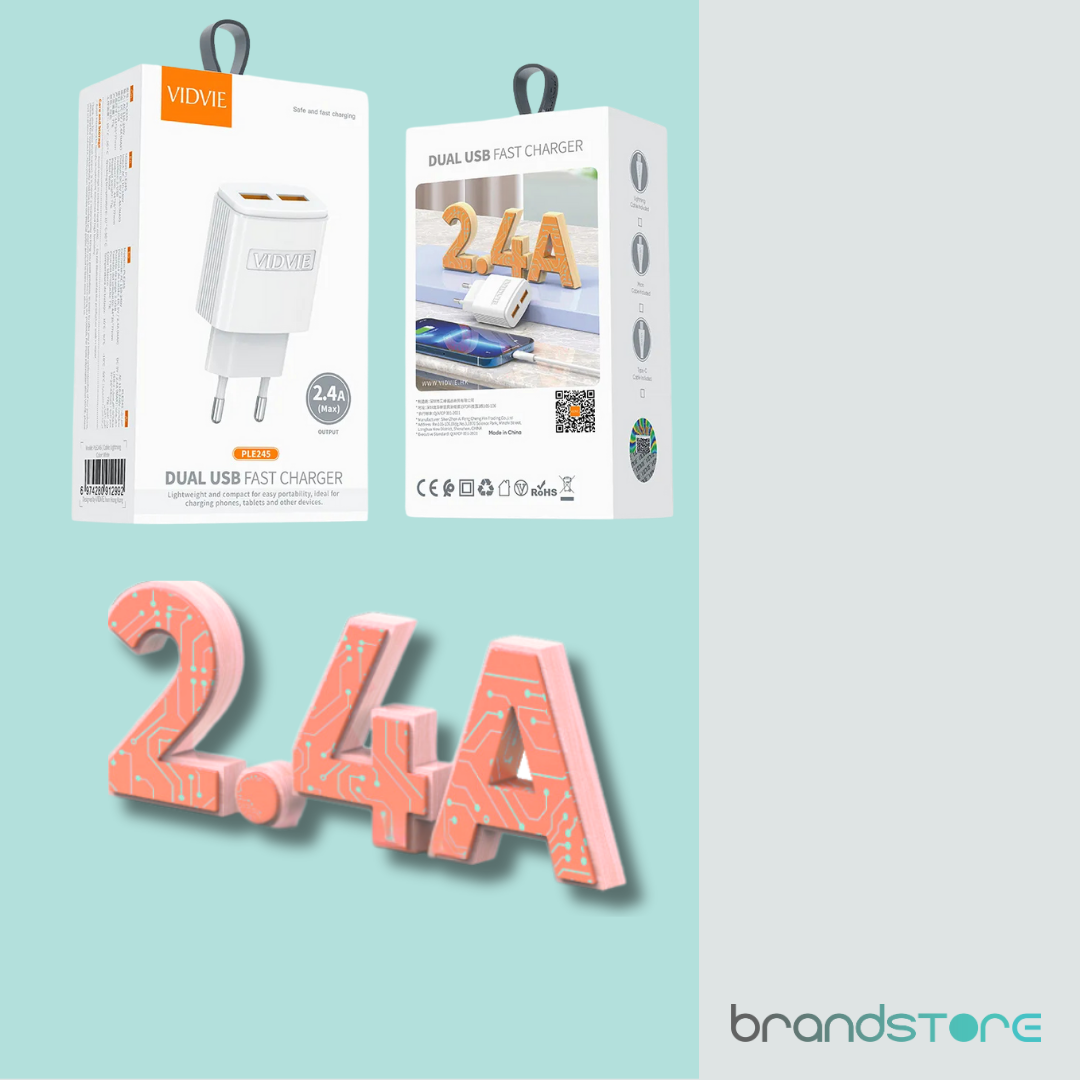 Chargeur Vidvie PLE245 Double USB Rapide - Compact, Universel et Efficace - Brandstore