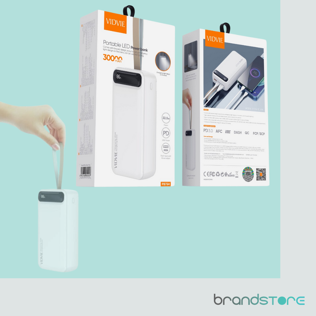 Powerbank Vidvie PB764 Portable LED 30000mAh - Brandstore