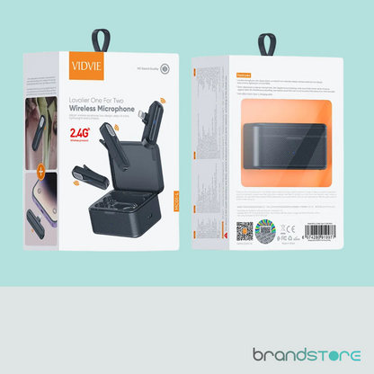 Microphone Sans Fil Vidvie MC01 à Clipser Deux en Un - Double Micro, Réduction de Bruit Intelligente et Charge Rapide - Brandstore