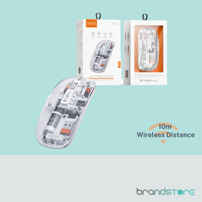 Souris sans fil Vidvie KB07 Transparente - Double Mode 2.4G + Bluetooth, Design Cristal et Multifonction - Brandstore