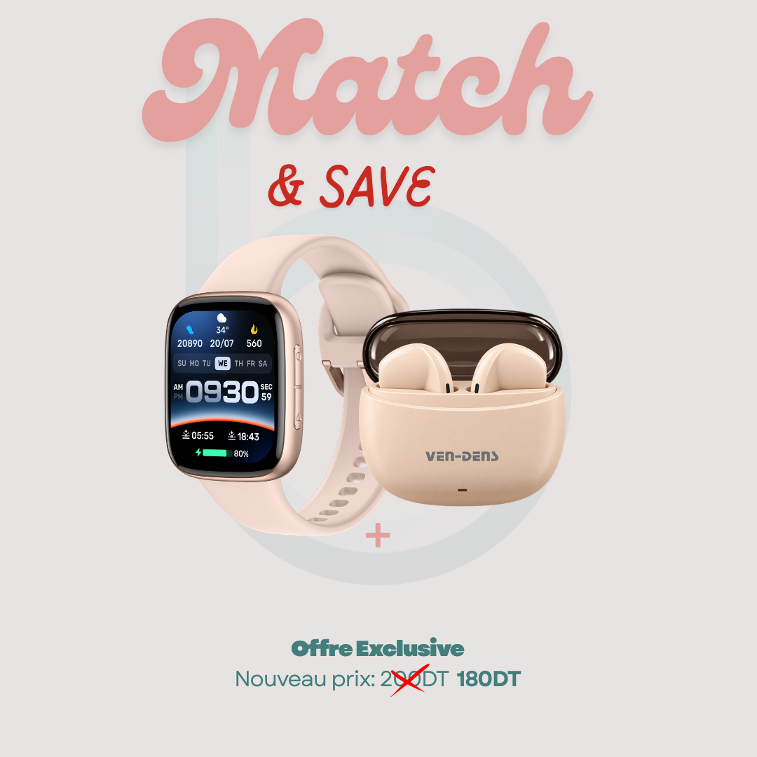 Smartwatch + Écouteurs Rose Bundle
