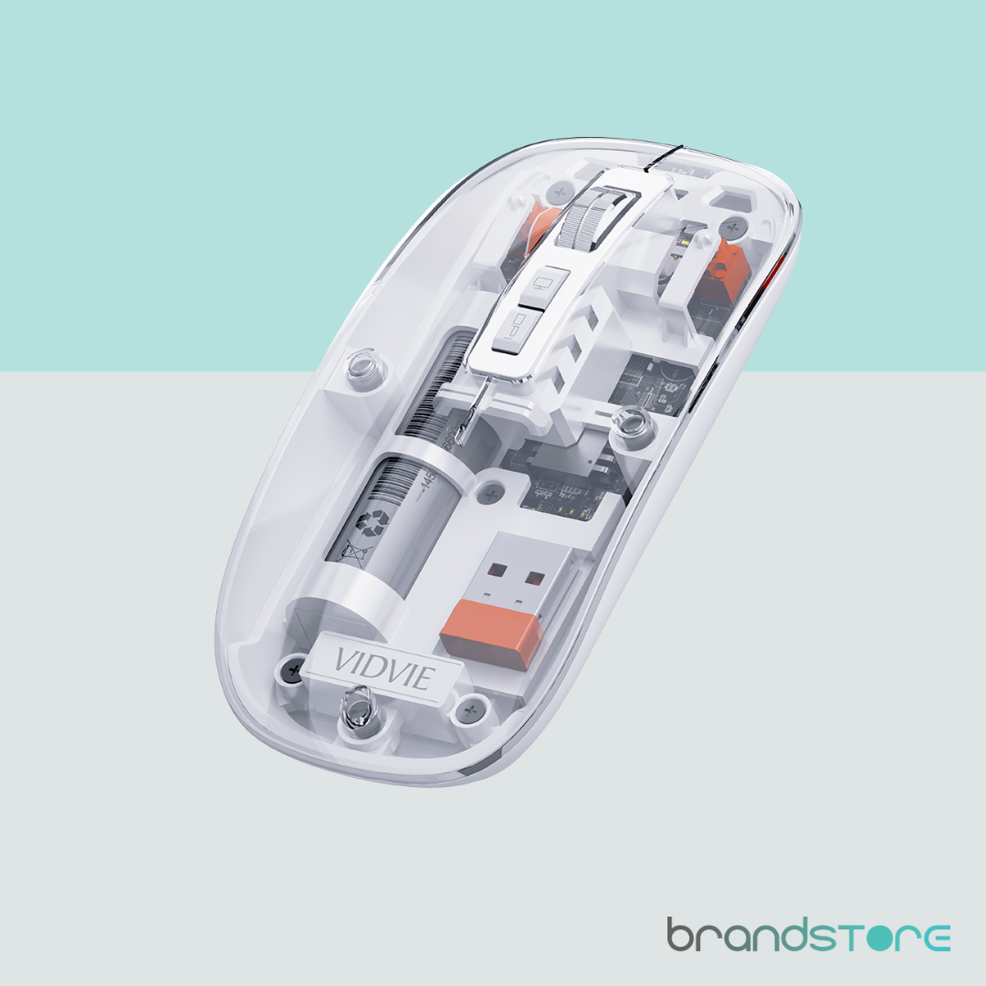 Souris sans fil Vidvie KB07 Transparente - Double Mode 2.4G + Bluetooth, Design Cristal et Multifonction - Brandstore