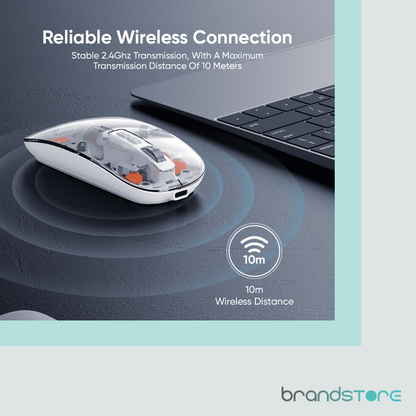 Souris sans fil Vidvie KB07 Transparente - Double Mode 2.4G + Bluetooth, Design Cristal et Multifonction - Brandstore
