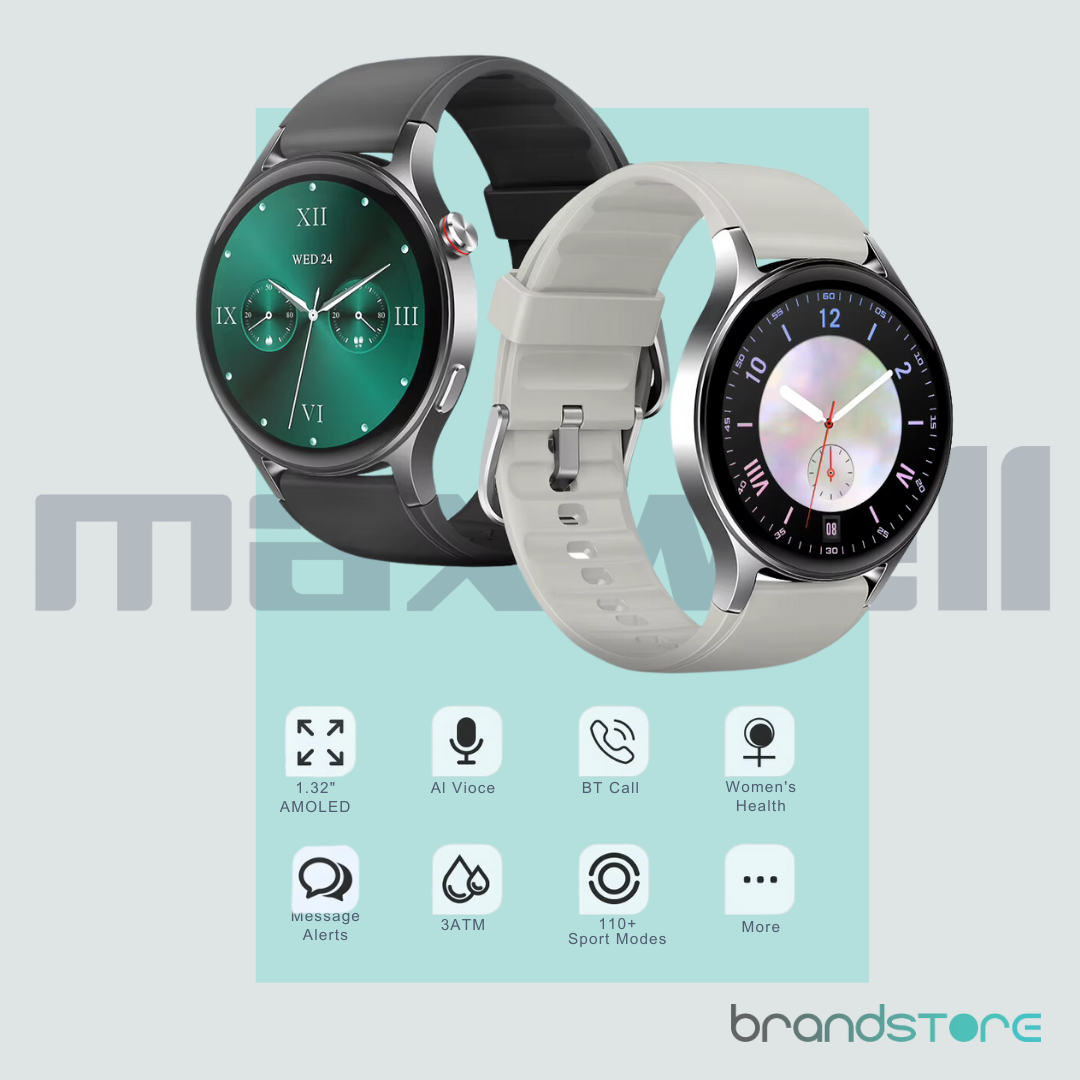 Smartwatch Maxwell AR01 - Suivi de Santé Avancé, Écran AMOLED, Résistant à l'Eau, 120 Modes d'Exercice - Brandstore