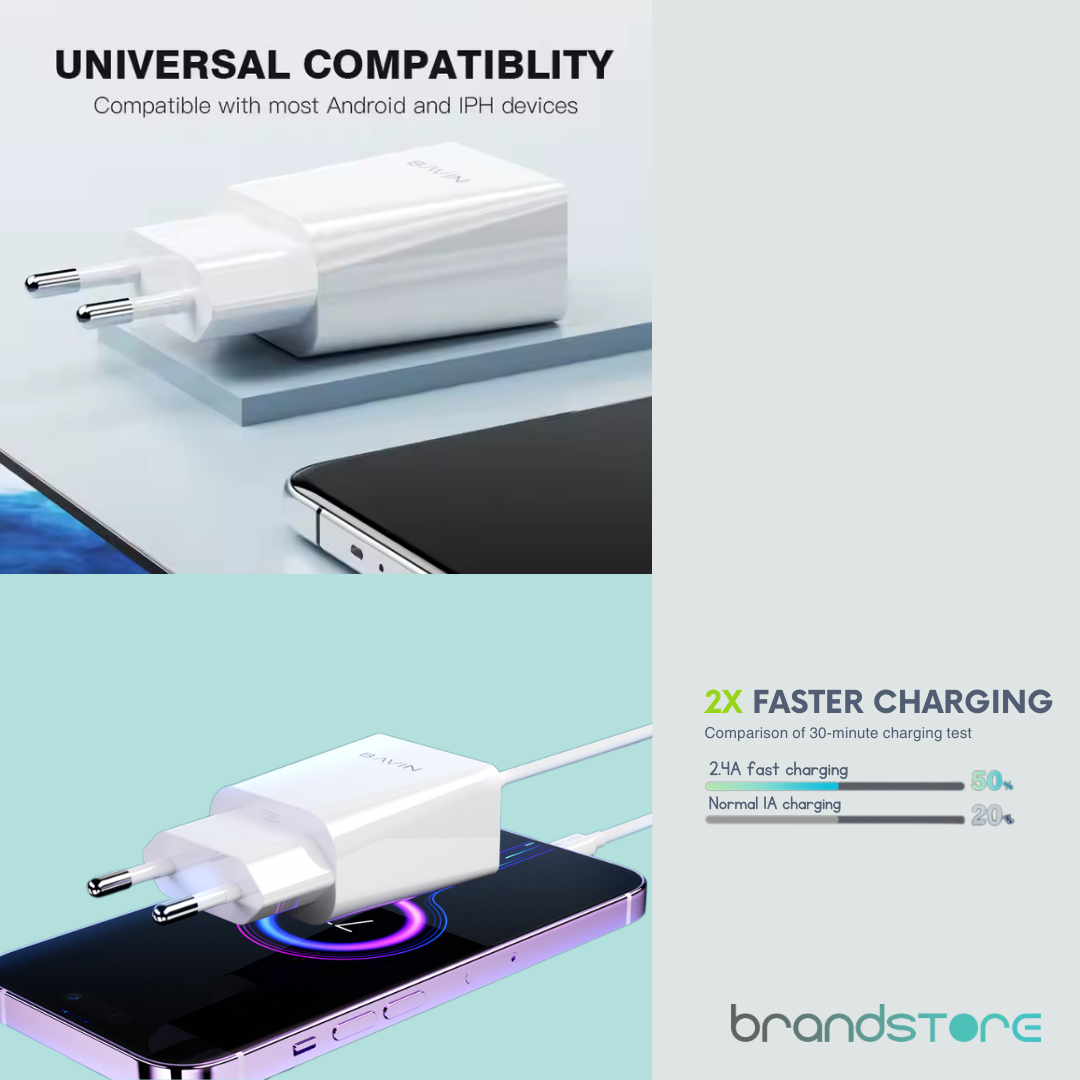 Chargeur Bavin PC895 2.4A Chargeur rapide mural 2.4A - Brandstore