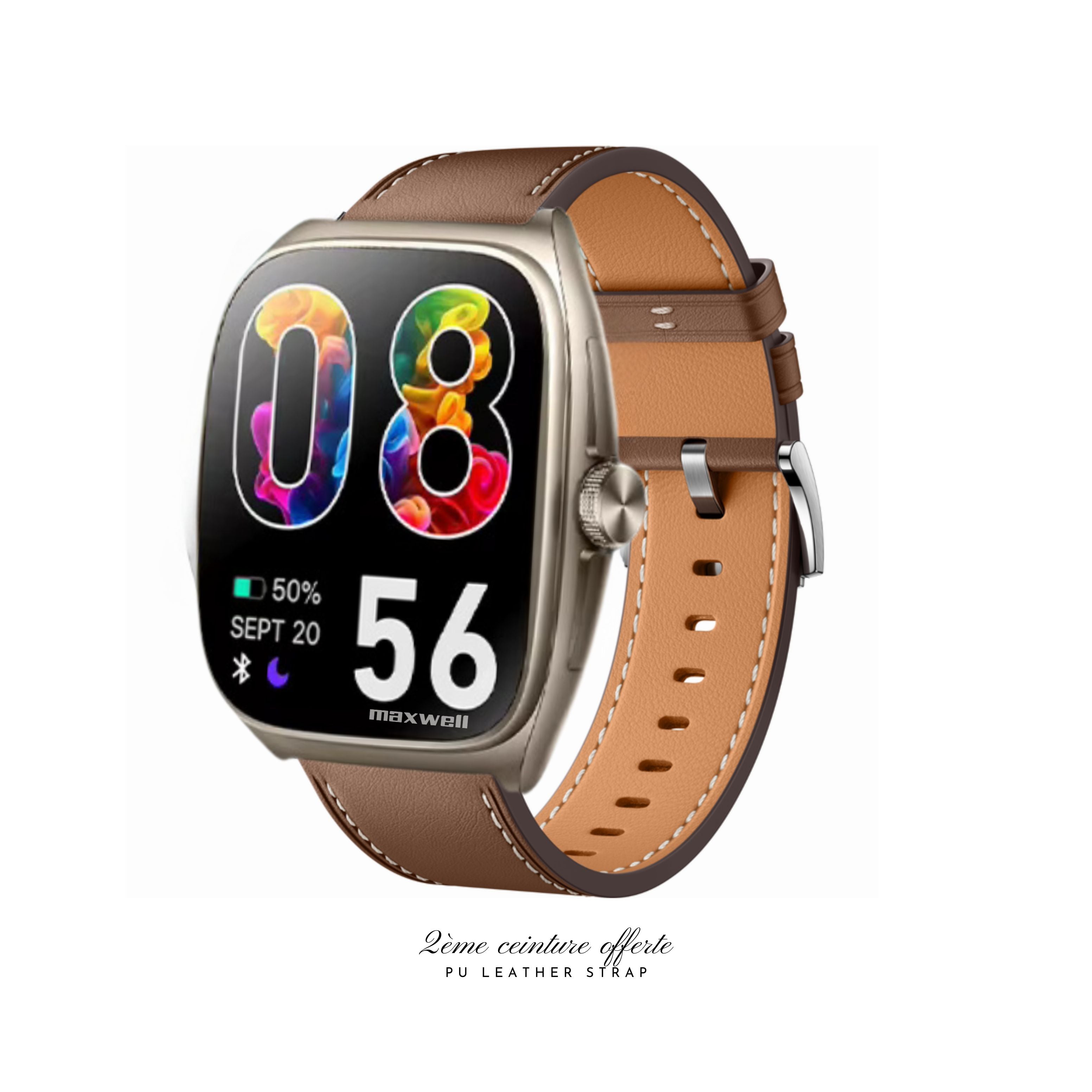 Smartwatch AMOLED Maxwell GTX19 Silver - Écran Incurvé AMOLED, Boîtier Aluminium Léger et Résistant