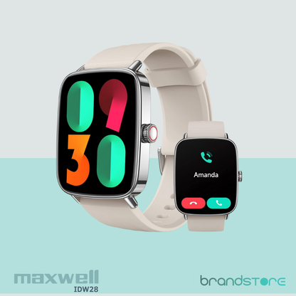 Smartwatch MAXWELL IDW28 - Écran 1,85", en Acier Inoxydable, Bluetooth 5.3, Assistant Vocal IA